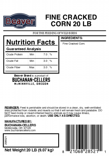 Beaver Brand Fine Cracked Corn 20 lb