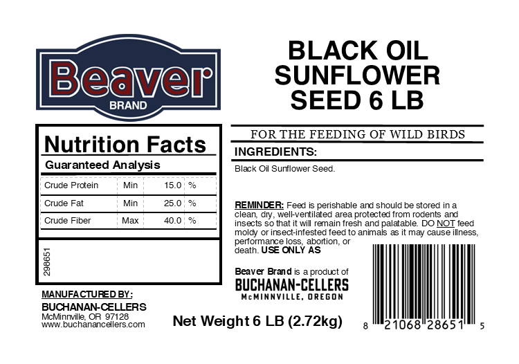 Beaver Brand Black Oil Sunflower 6 lb