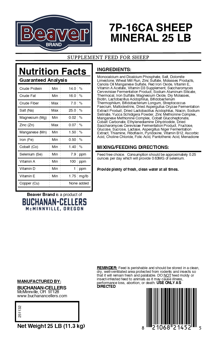 Beaver Brand Sheep Mineral 16Ca-7P 25 lb