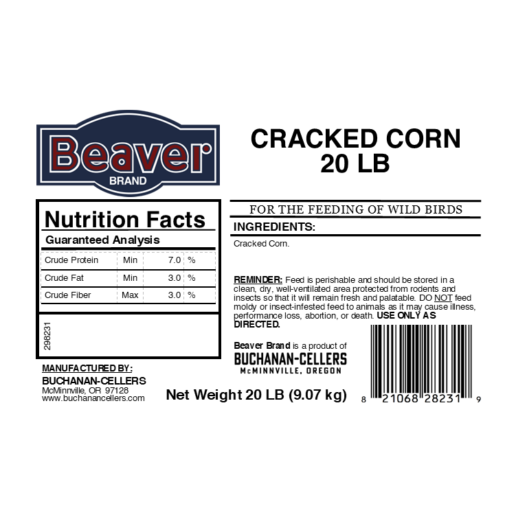 Beaver Brand Cracked Corn 20 lb