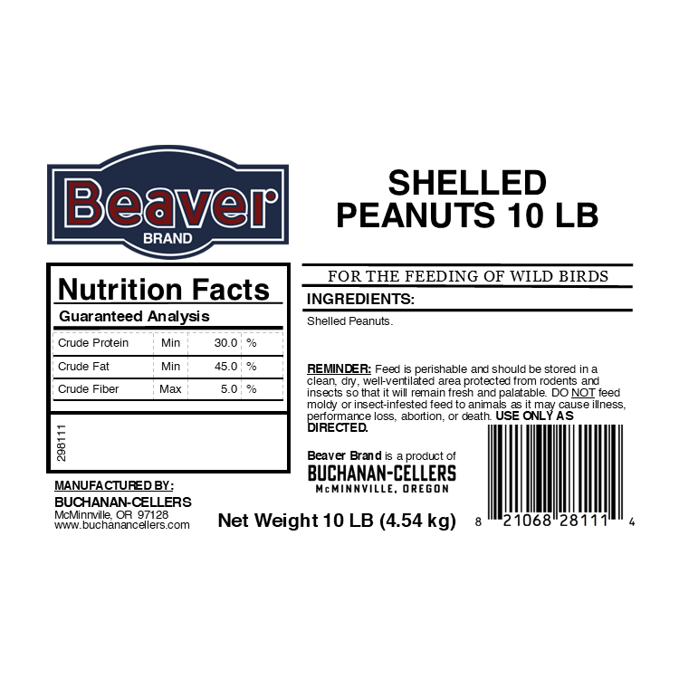 Beaver Brand Peanuts No Shell 10 lb