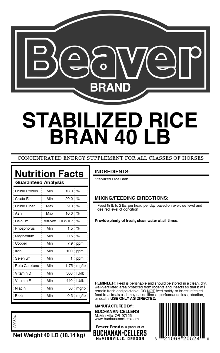 Beaver Brand Equi-Lux Rice Bran Stabilizer 40 lb