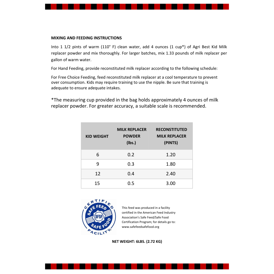 Agri Best Kid Max Milk Replacer 25/28 NM pH PB MOS 6 lb