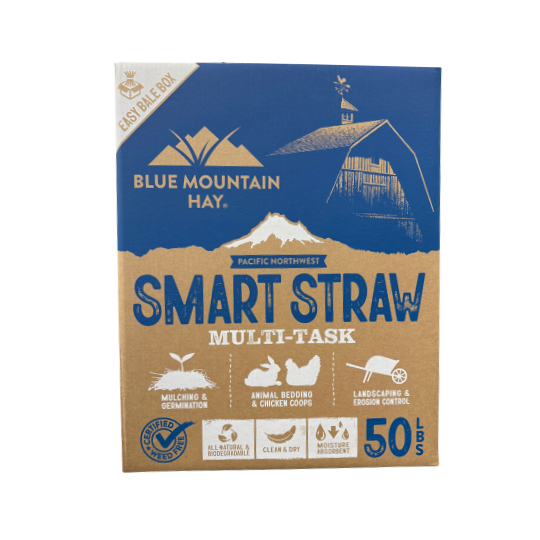 Blue Mountain Hay Straw Certified Compressed Bale in a Box 50 lb