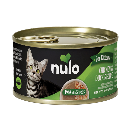 Nulo Grain-Free Pate with Shreds Chicken and Duck Kitten 2.8oz can