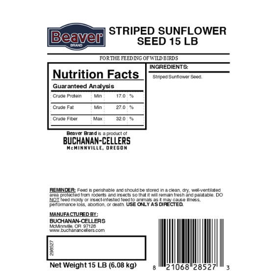 Beaver Brand Striped Sunflower 15 lb
