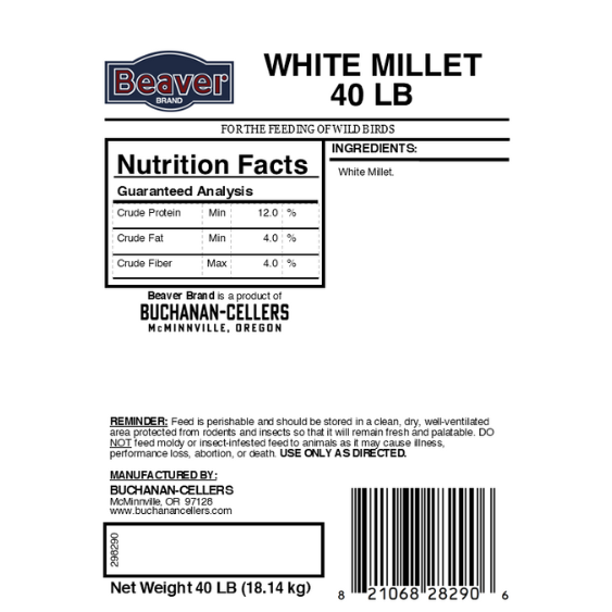 Beaver Brand White Millet 40 lb