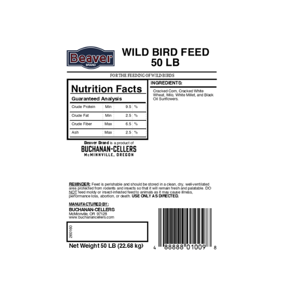 Beaver Brand Wild Bird Feed 50 lb