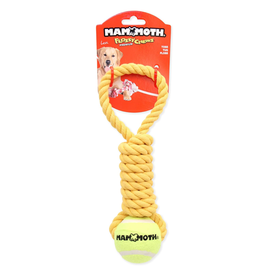 Mammoth Pet Products Twister Pull Tug with Tennis Ball Medium Dog Toy
