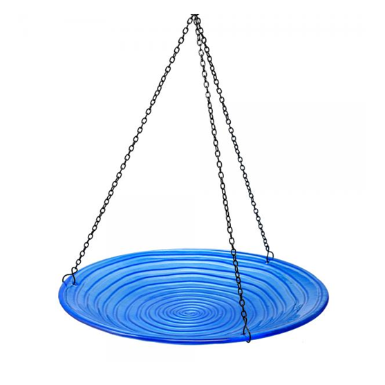 Songbird Essentials Blue Swirls Hanging Birdbath