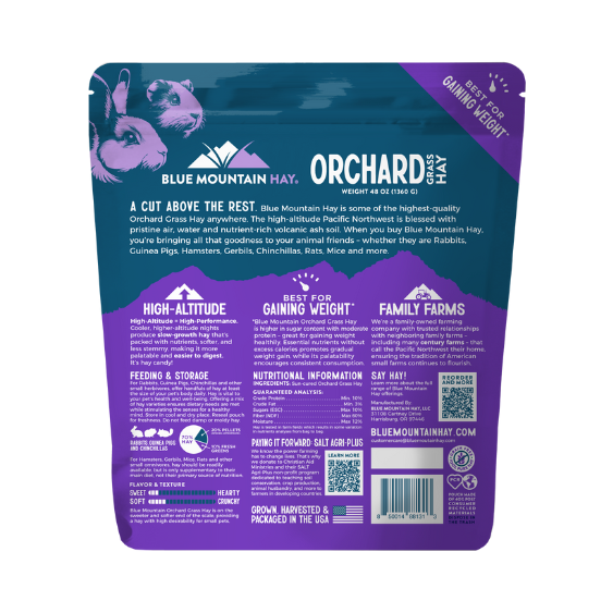 Blue Mountain Hay Orchard Grass Hay 48 oz Bag