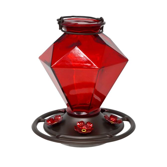Backyard Essentials Ruby Crown Jewel Glass Hummingbird Feeder