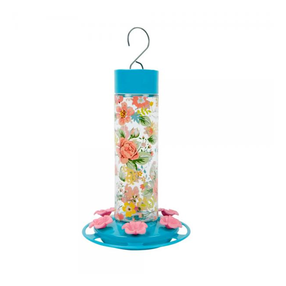 Nature's Way Charming Peony Decorative Glass Hummingbird Feeder