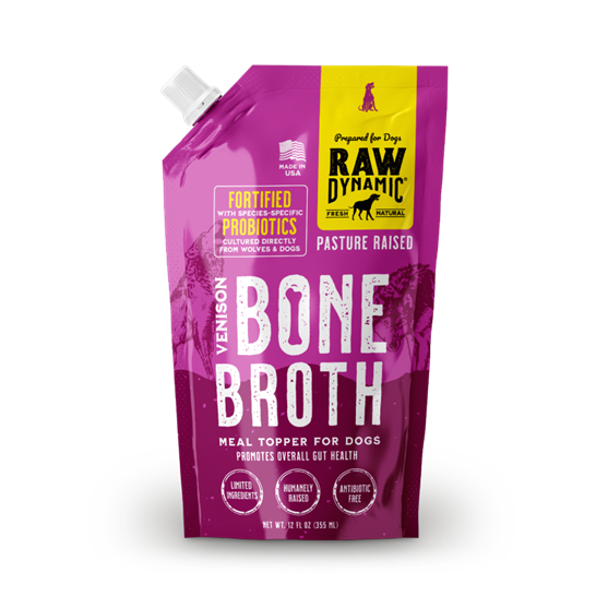 Raw Dynamic Bone Broth Venison 12 oz Frozen Dog Treats