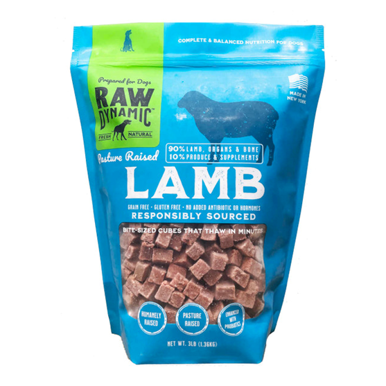 Raw Dynamic Lamb Nuggets 3 lb Frozen Dog Food