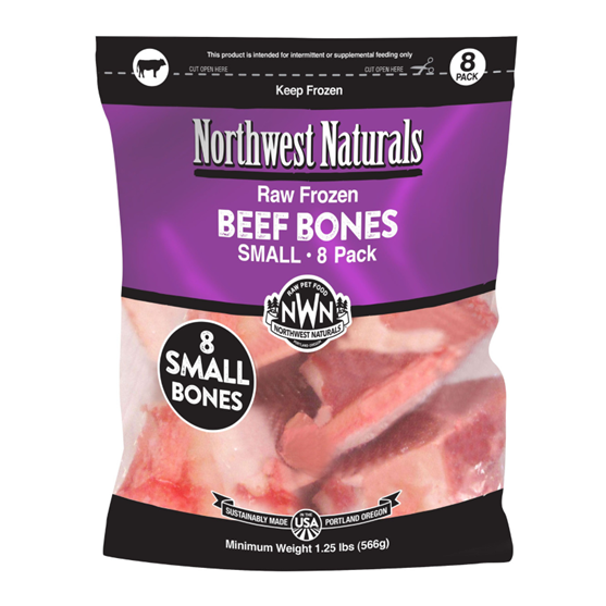 Northwest Naturals Beef Bones Small 1-2" 8 pack Frozen Dog Treats