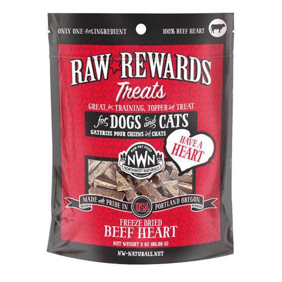 Northwest Naturals Freeze Dried Beef Heart 3 oz Dog and Cat Treats 