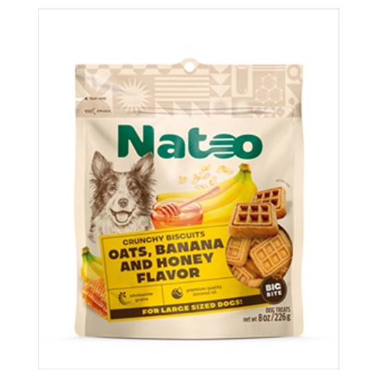 Natoo Oats, Banana and Honey Flavor Big Bite Dog Biscuits 8 oz