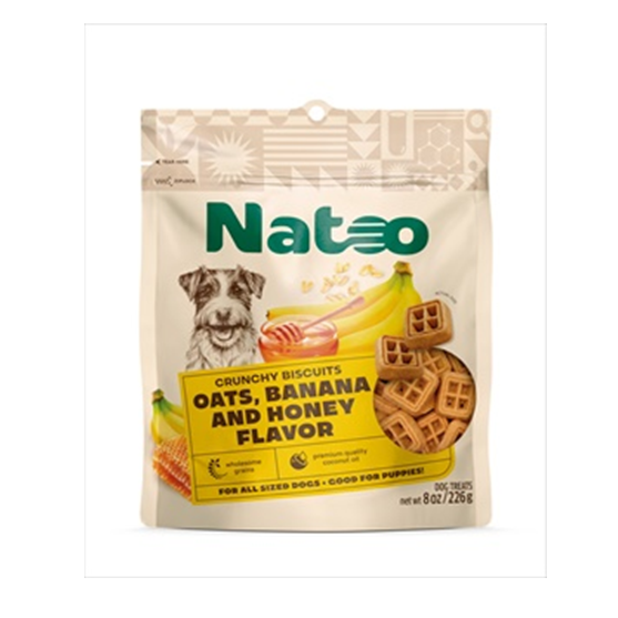 Natoo Oats, Banana and Honey Small Bite Dog Biscuits 8 oz