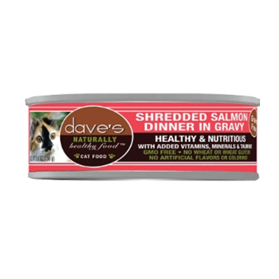 Dave's Grain Free Shredded Salmon in Gravy 5.5 oz Canned Cat Food