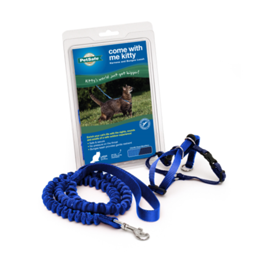 PetSafe Come With Me Kitty Harness and Bungee Leash Combo Large Blue/Navy