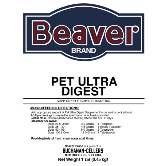 Beaver Brand Pet Ultra Digestion, Digestive Supplement for Dogs 1 lb