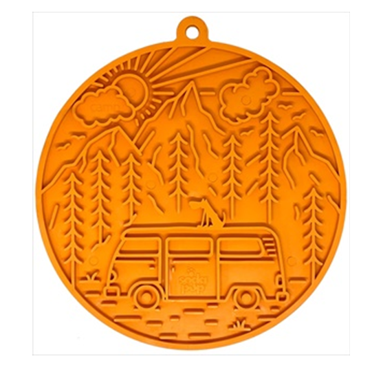 SodaPup eMat Camp with Suction Cups Orange Lick Mat for Dogs