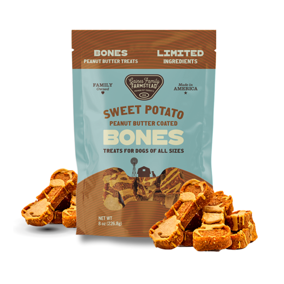 Gaines Family Farmstead Peanut Butter Sweet Potato Bones Dog Treats 8 oz