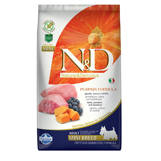 Farmina N&D Grain Free Lamb, Blueberry, Pumpkin Adult Mini Dog Food 15.4 lb