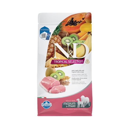 Farmina N&D Ancestral Grain  Pork, Oats, and Tropical Fruits Adult Medium and Maxi Dog Food 4.4 lb