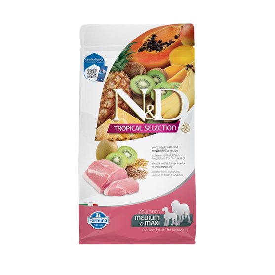 Farmina N&D Ancestral Grain Pork, Oats and Tropical Fruits Adult Medium and Maxi Dog Food 22 lb 