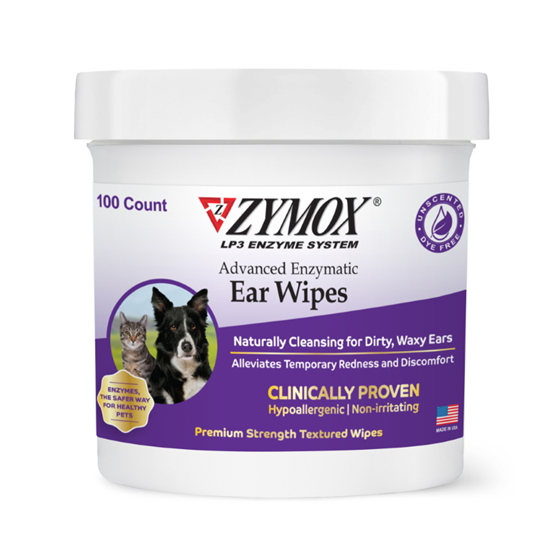 Zymox Advanced Enzymatic Ear Wipes for Dogs and Cats 100 count