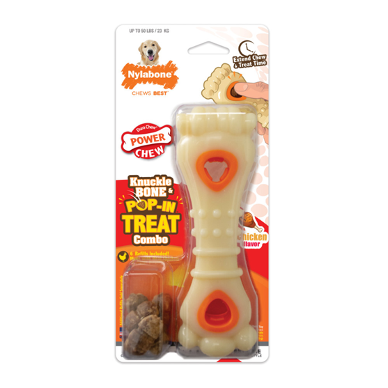 Nylabone Dura Chew Knuckle Bone and Pop-In Treat Chicken Large Dog Treats
