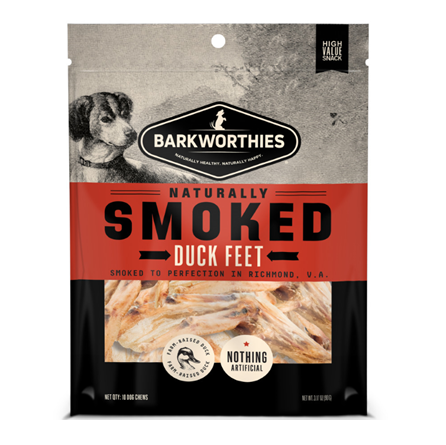 Barkworthies Smoked Duck Feet Dog Treat 10 count