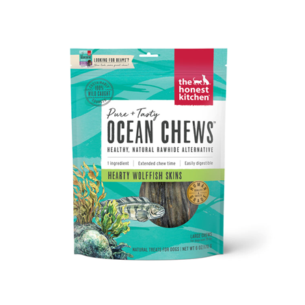 The Honest Kitchen Ocean Chews Wolffish Skins Dog Treats 6 oz