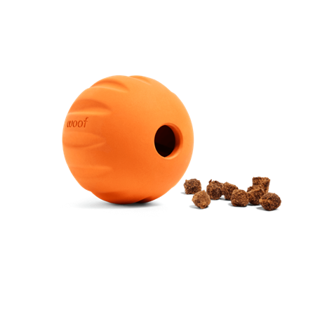 Woof Forager Flyball Orange Dog Toy