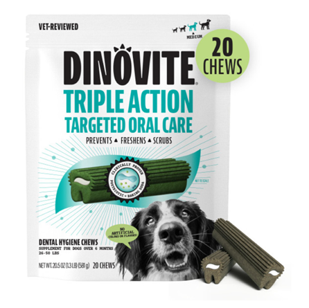 Nutri-Vet Dinovite Triple Action Dental Dog Chews Medium 20.5 oz