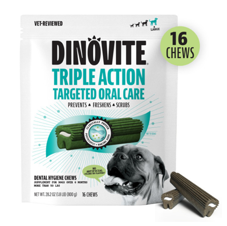 Nutri-Vet Dinovite Triple Action Dental Dog Chews Large 28.2 oz