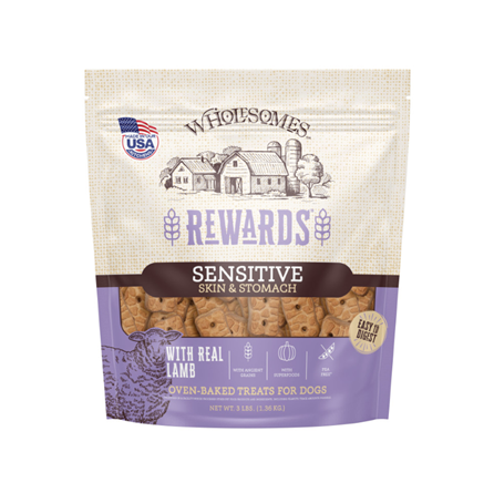 Wholesomes Rewards Sensitive Skin and Stomach Lamb Dog Biscuits 3 lb