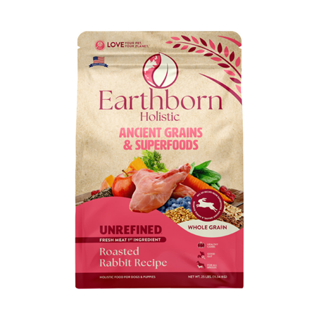 Earthborn Holistic Ancient Grains and Superfoods Roasted Rabbit Dog Food 25 lb