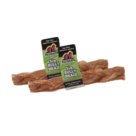 Redbarn Braided Bully Stick Dog Treat 5 in
