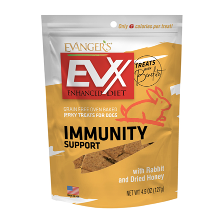Evanger's EVX Immunity Support Rabbit and Dried Honey Jerky Dog Treats 4.5 oz