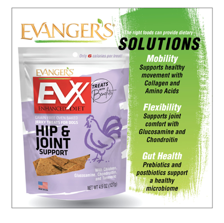 Evanger's EVX Hip and Joint Support Chicken Jerky Dog Treats 4.5 oz