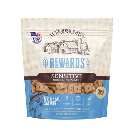 Wholesomes Rewards Sensitive Skin and Stomach Salmon Dog Biscuits 3 lb