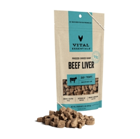 Vital Essentials Freeze Dried Grain Free Beef Liver Dog Treats 2.1 oz
