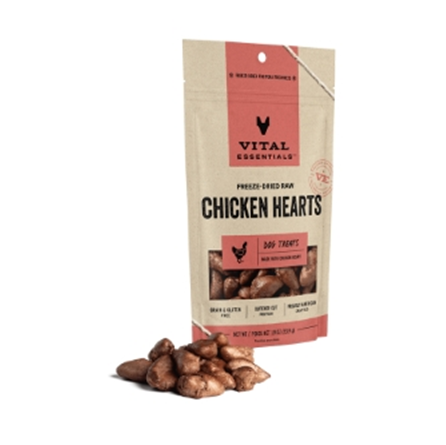 Vital Essentials Freeze Dried Grain Free Chicken Hearts Dog Treats 1.9 oz