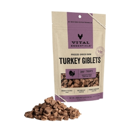 Vital Essentials Freeze Dried Grain Free Turkey Giblets Dog Treats 2 oz