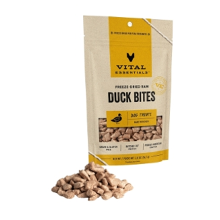 Vital Essentials Freeze Dried Grain Free Duck Bites Dog Treats 2 oz