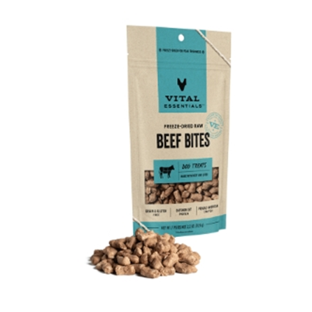 Vital Essentials Freeze Dried Grain Free Beef Bites Dog Treats 2.5 oz