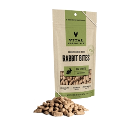 Vital Essentials Freeze Dried Grain Free Rabbit Bites Dog Treats 2 oz